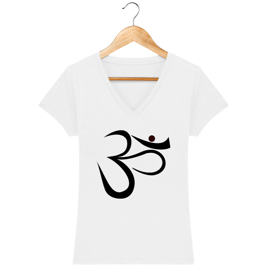 T-shirt col V en coton bio pour femme «Aum 2»