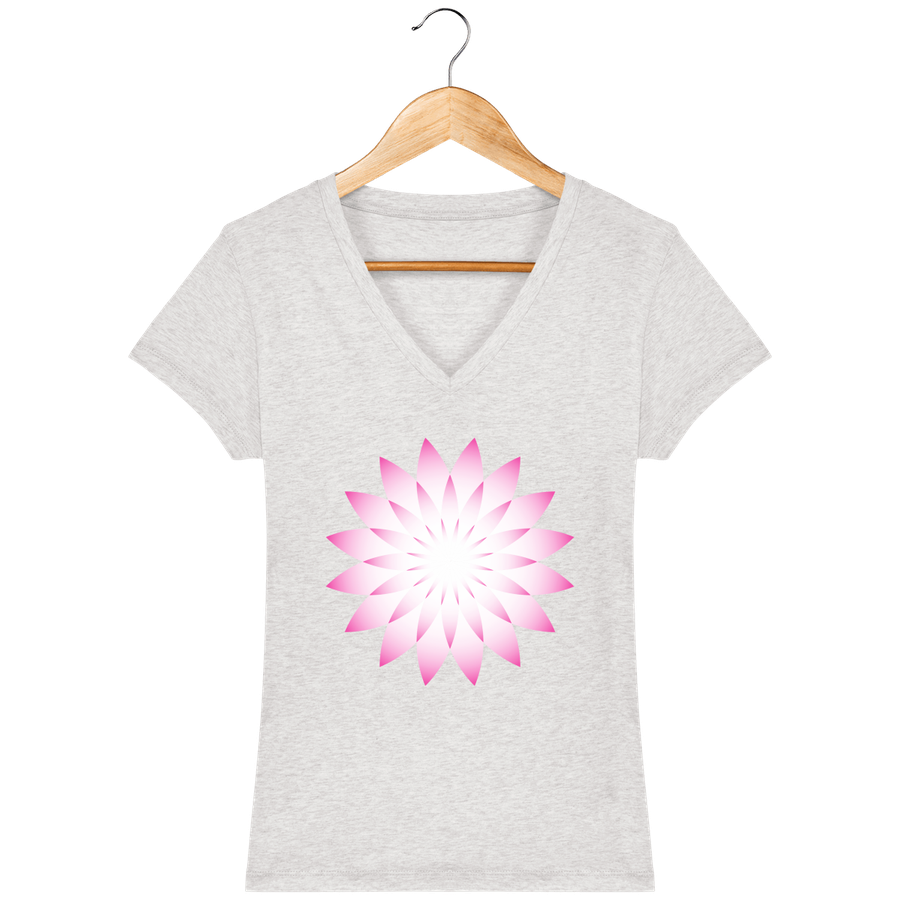 T-shirt col V en coton bio pour femme «Eveil Spirituel»