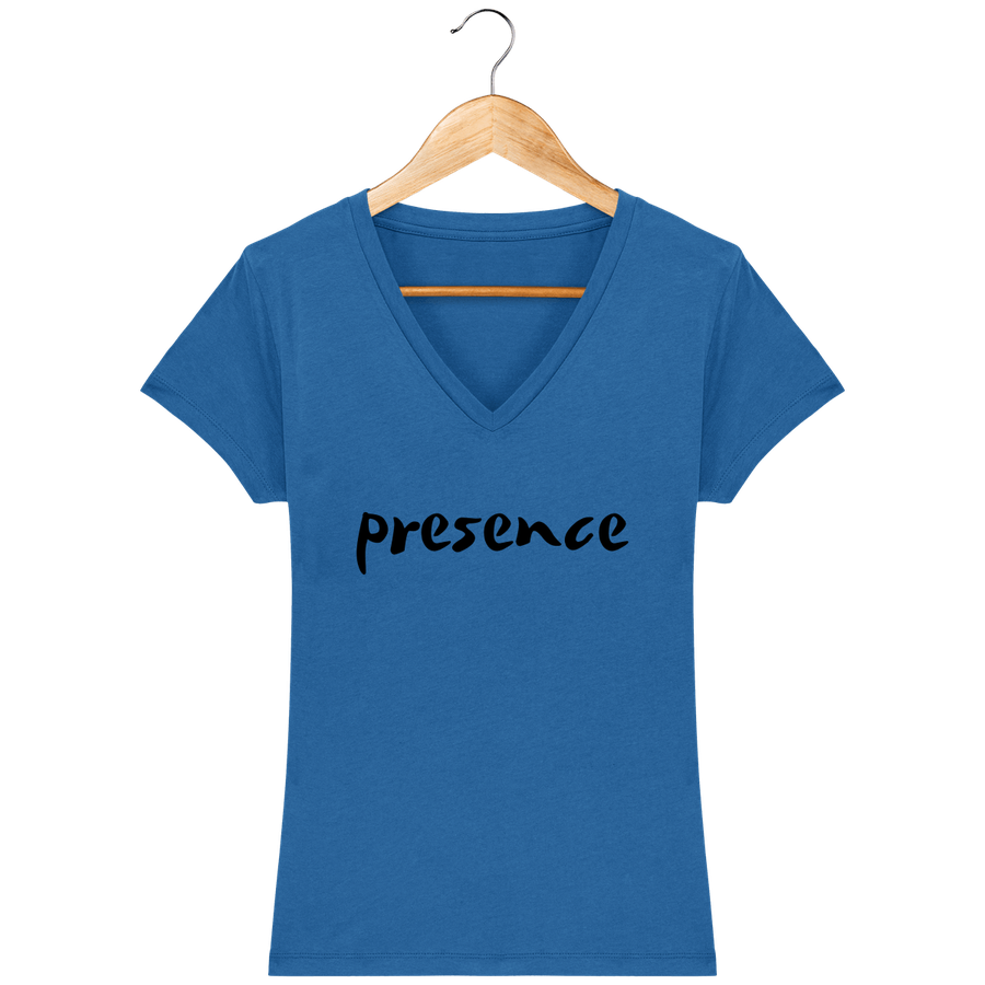 T-shirt col V en coton bio pour femme «Presence»