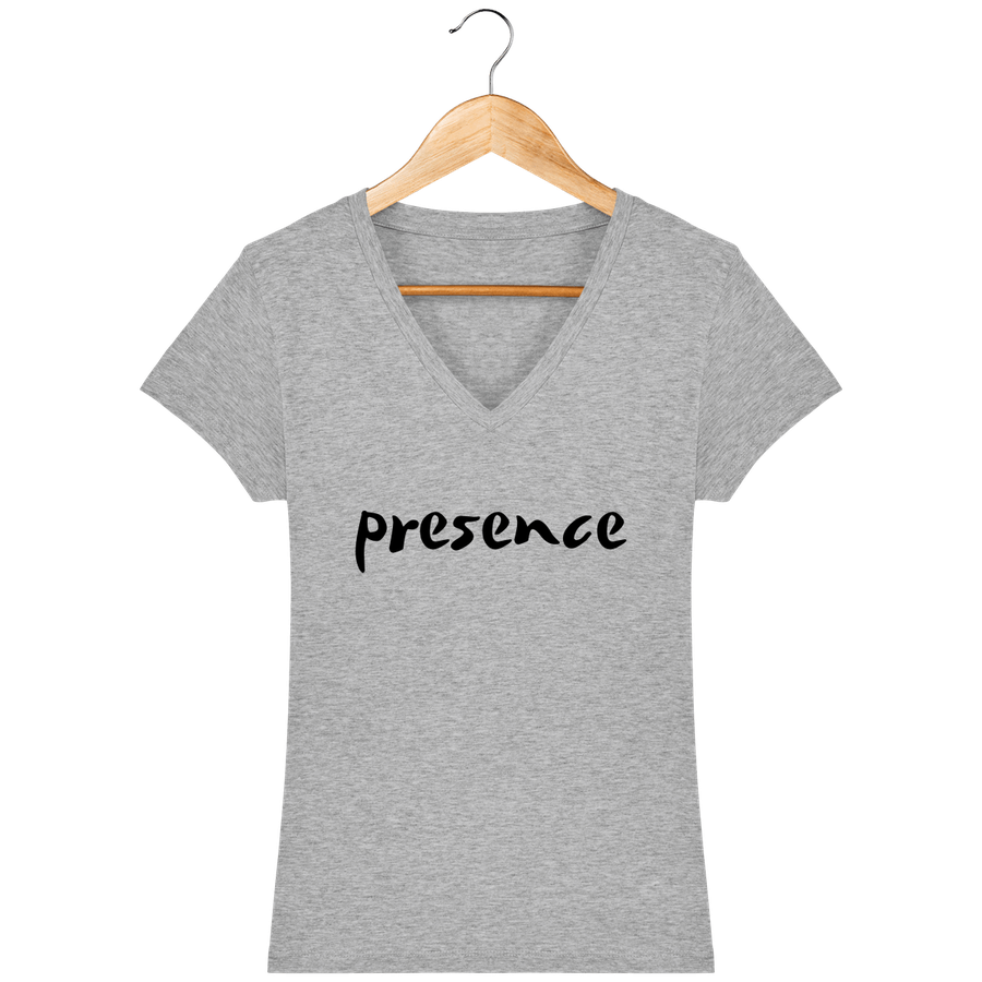 T-shirt col V en coton bio pour femme «Presence»
