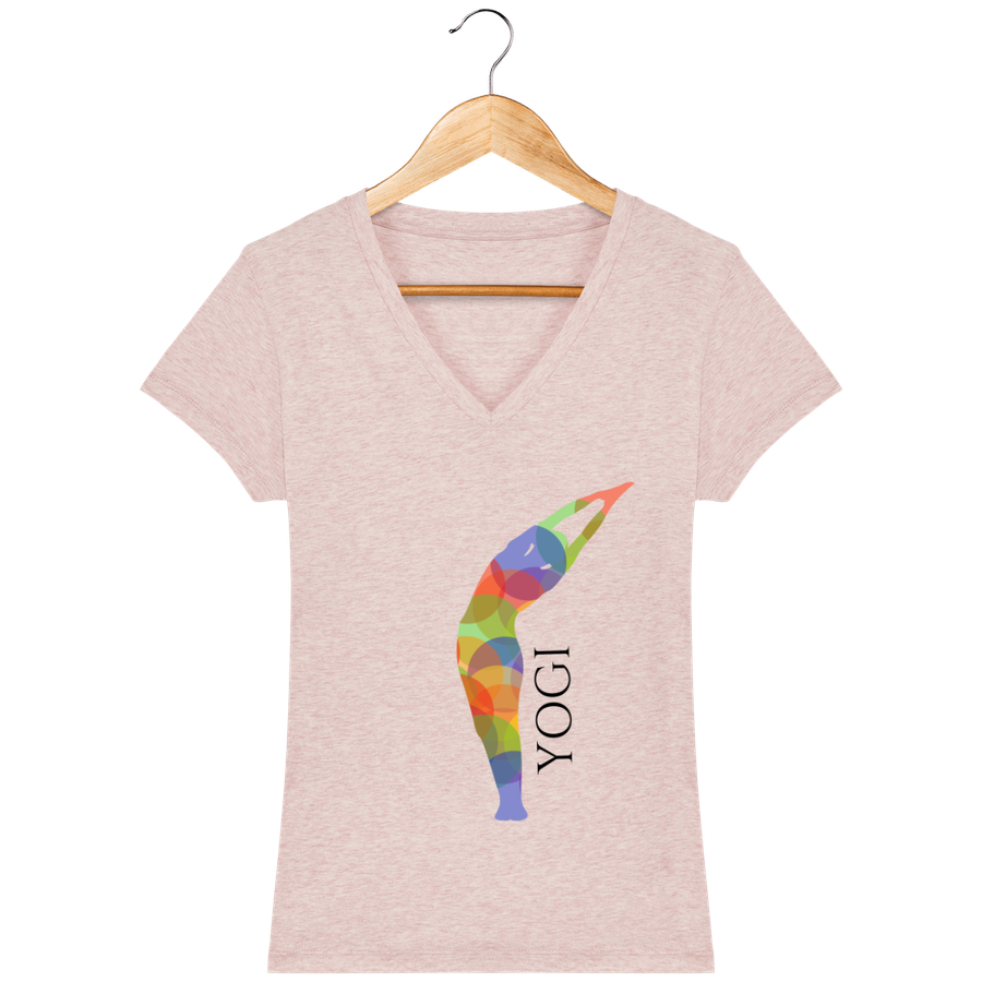 T-shirt col V en coton bio pour femme «Yogi»