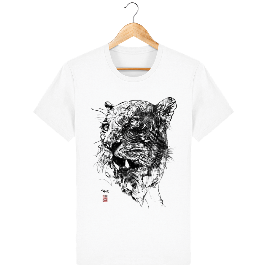 T-shirt en coton bio « Puma totem» pour Homme, à col rond - Collection Daography