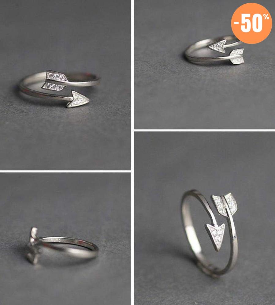 Bague «flèche de la sérénité» en argent plaqué