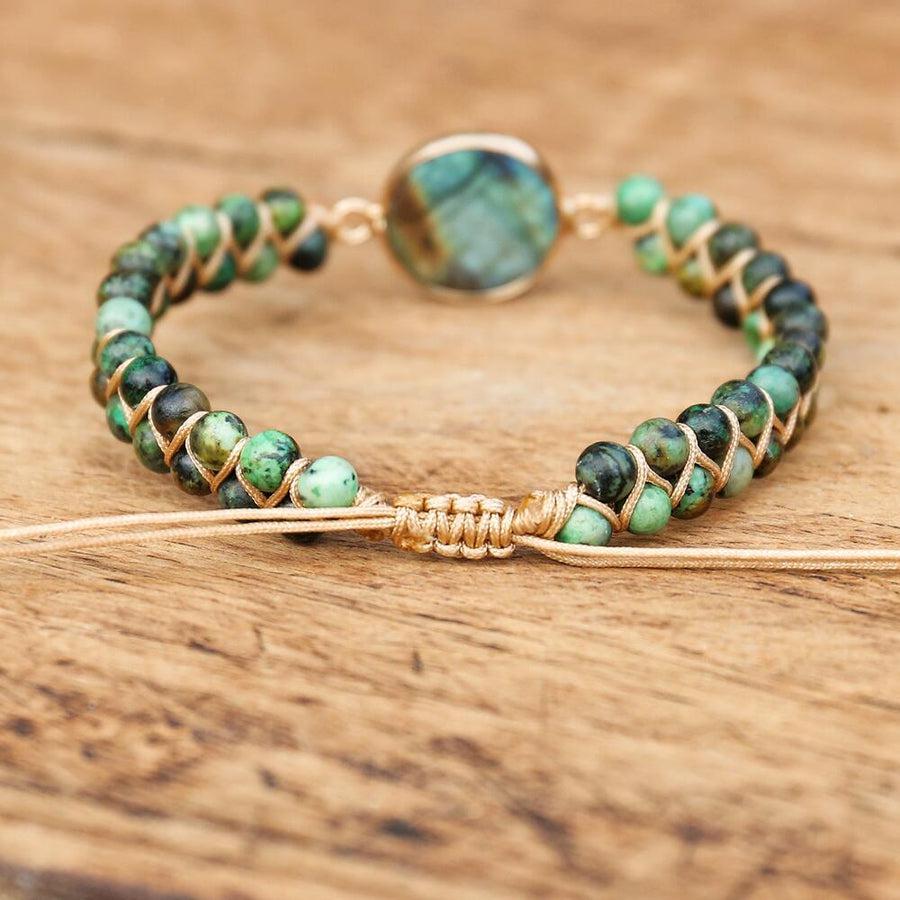 Bracelet ajustable en pierres de Labradorite