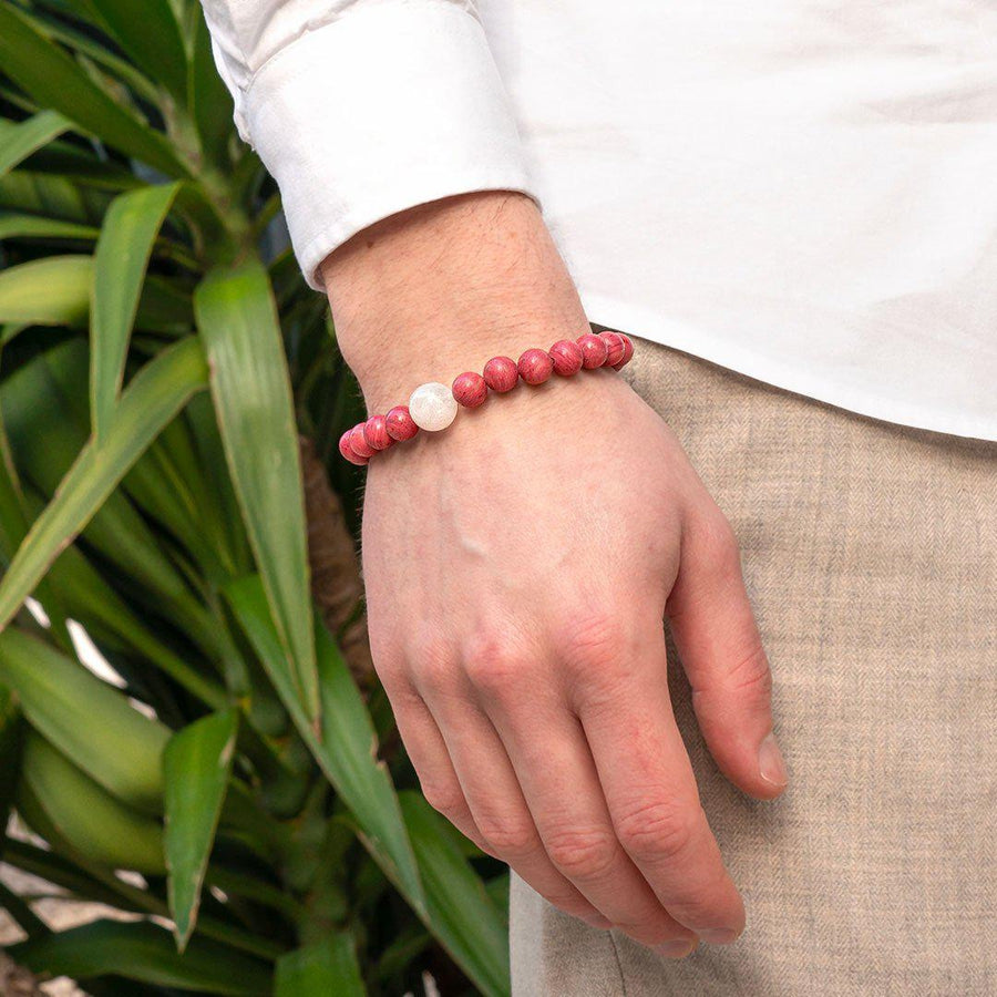Bracelet « Amour & Relations » en Quartz Rose, Rhodochrosite et Pierre de Lune