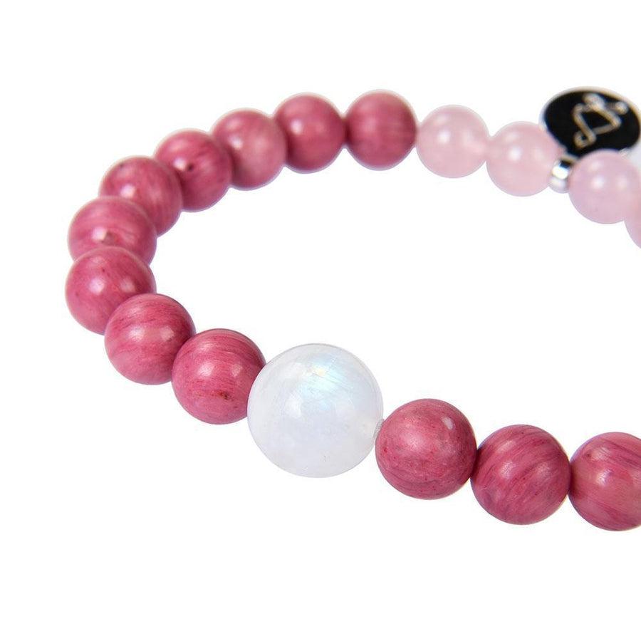 Bracelet « Amour & Relations » en Quartz Rose, Rhodochrosite et Pierre de Lune
