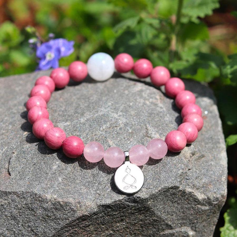 Bracelet « Amour & Relations » en Quartz Rose, Rhodochrosite et Pierre de Lune