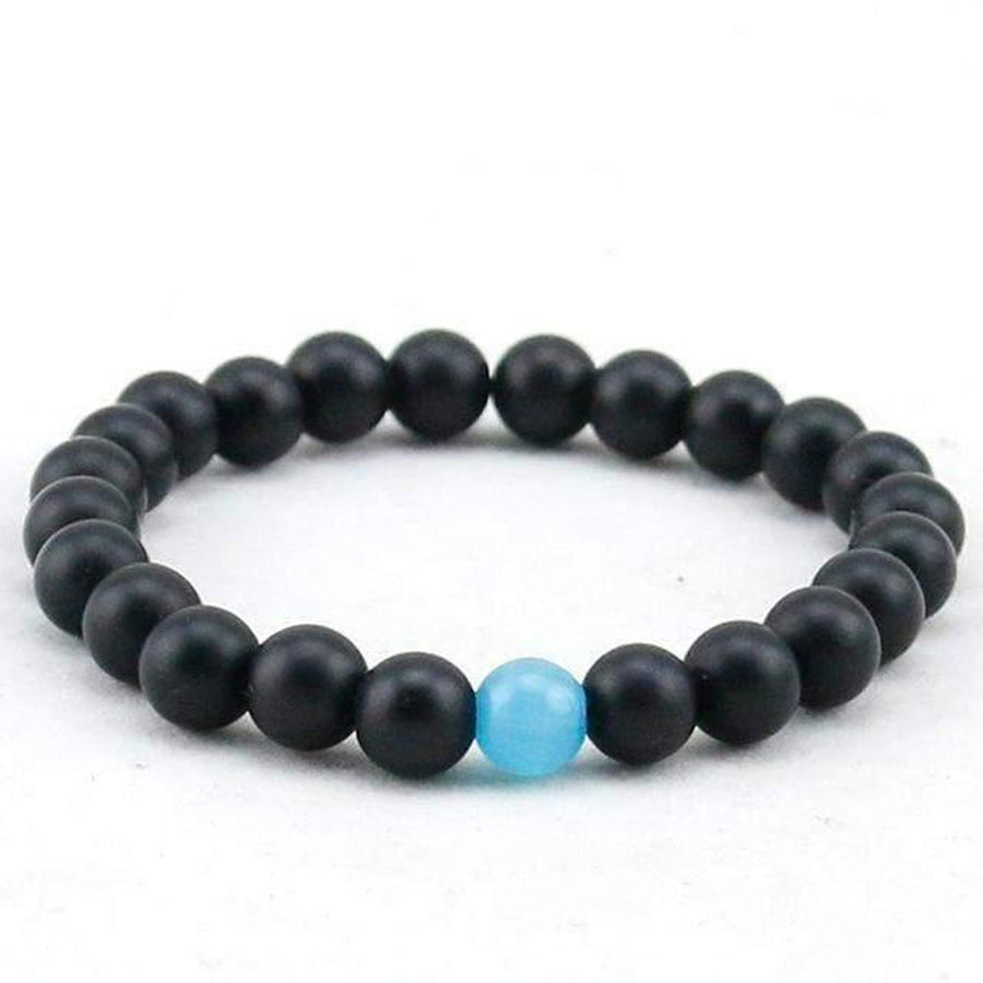 Bracelet anti-stress en Onyx et Oeil de chat