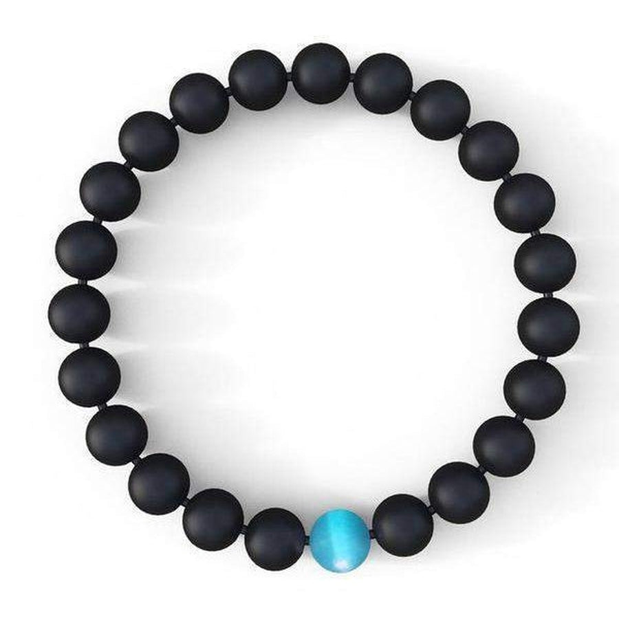 Bracelet anti-stress en Onyx et Oeil de chat