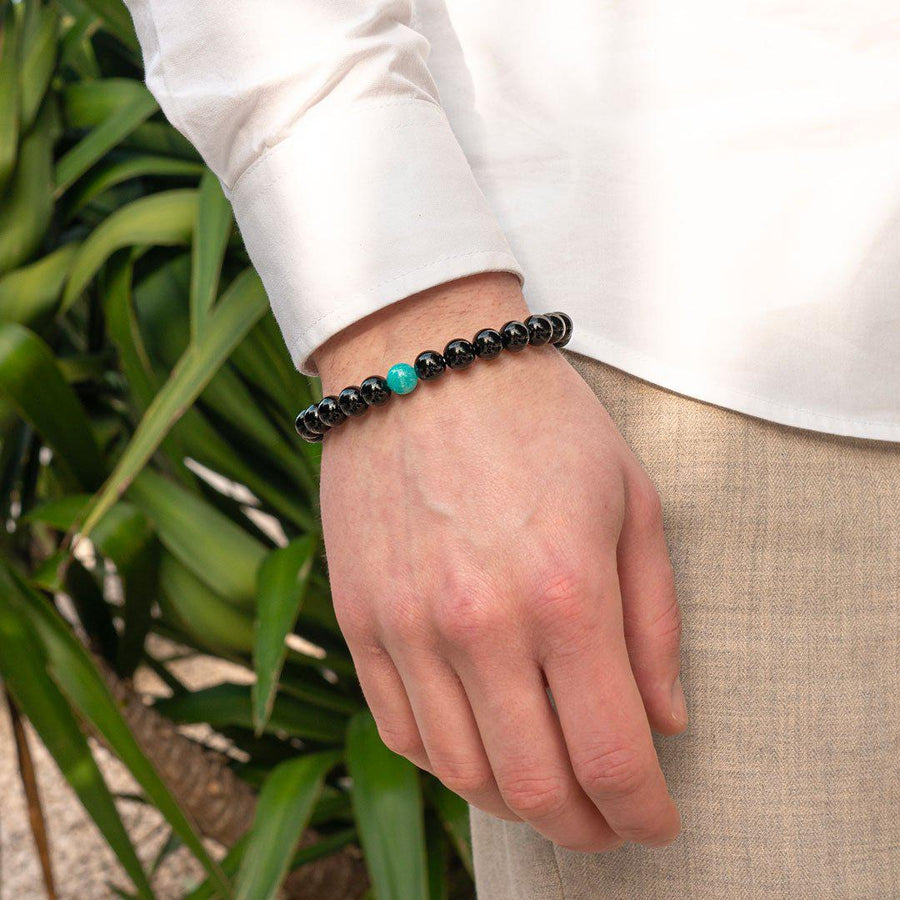 Bracelet « Anti-stress » en Onyx Noir et Amazonite