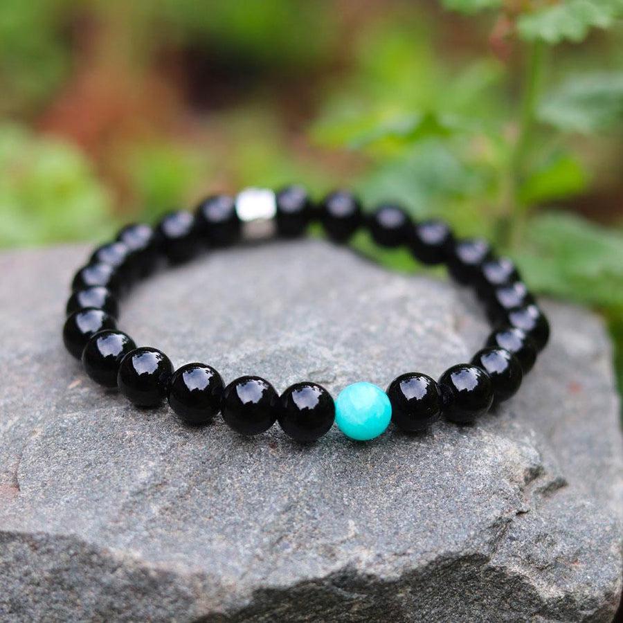 Bracelet « Anti-stress » en Onyx Noir et Amazonite