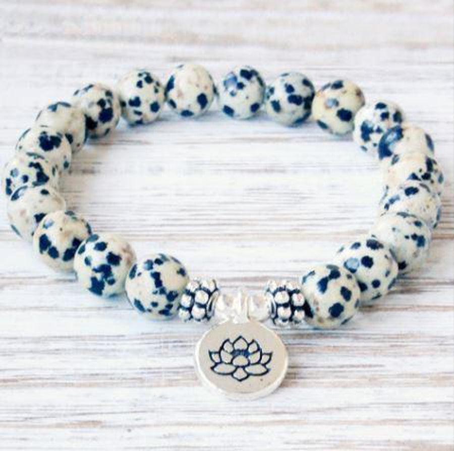 Bracelet «Calme et Sérénité» en Jaspe dalmatien