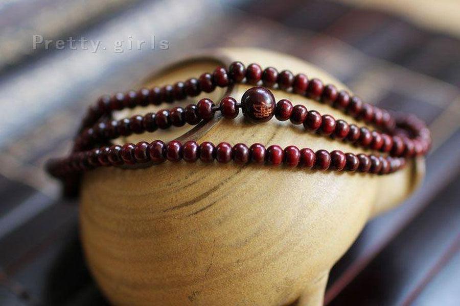 Bracelet de méditation en Bois de Santal multicouche rouge