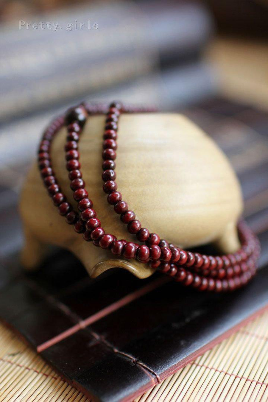 Bracelet de méditation en Bois de Santal multicouche rouge
