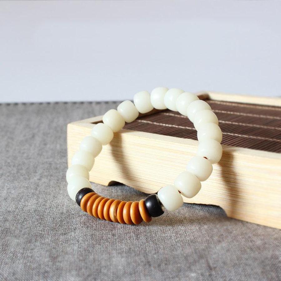 Bracelet de méditation en graines de Bodhi, noix de coco et perles d’olive