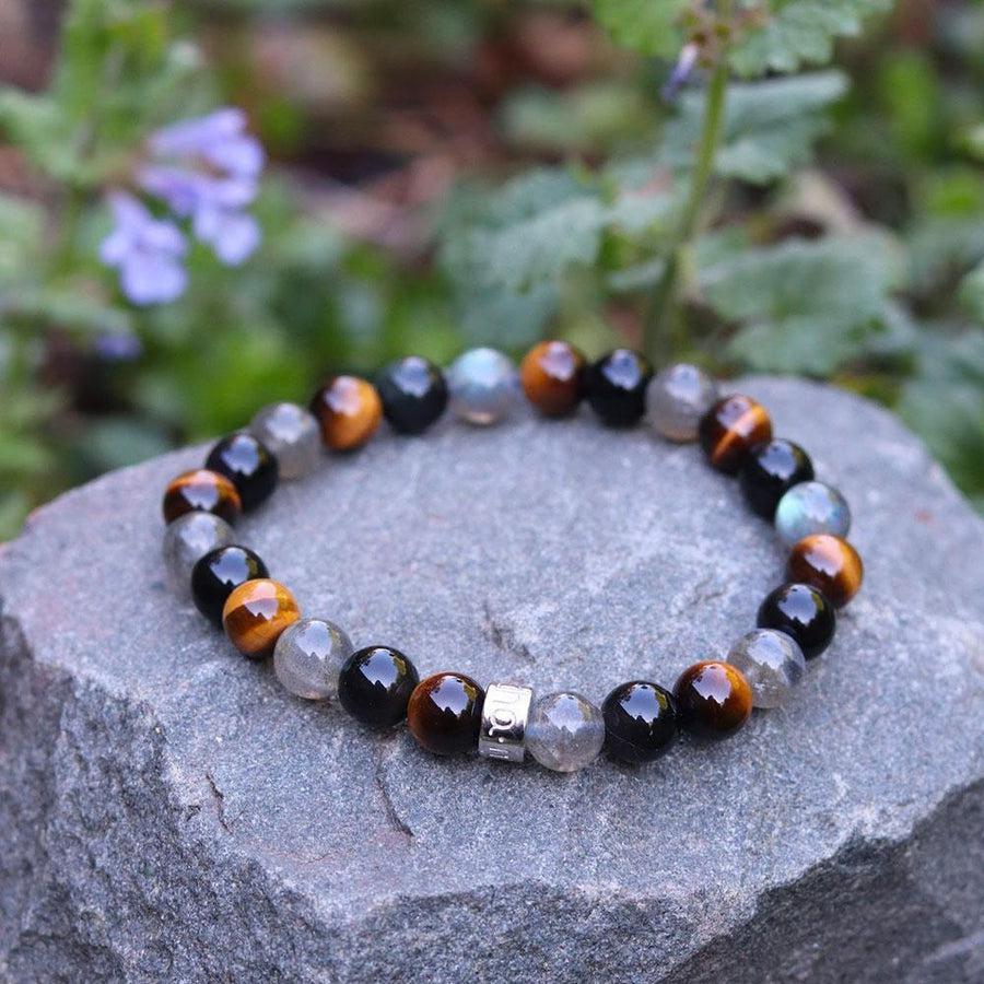 Bracelet de « Protection extrême » en Labradorite, Obsidienne Noire et Oeil de Tigre