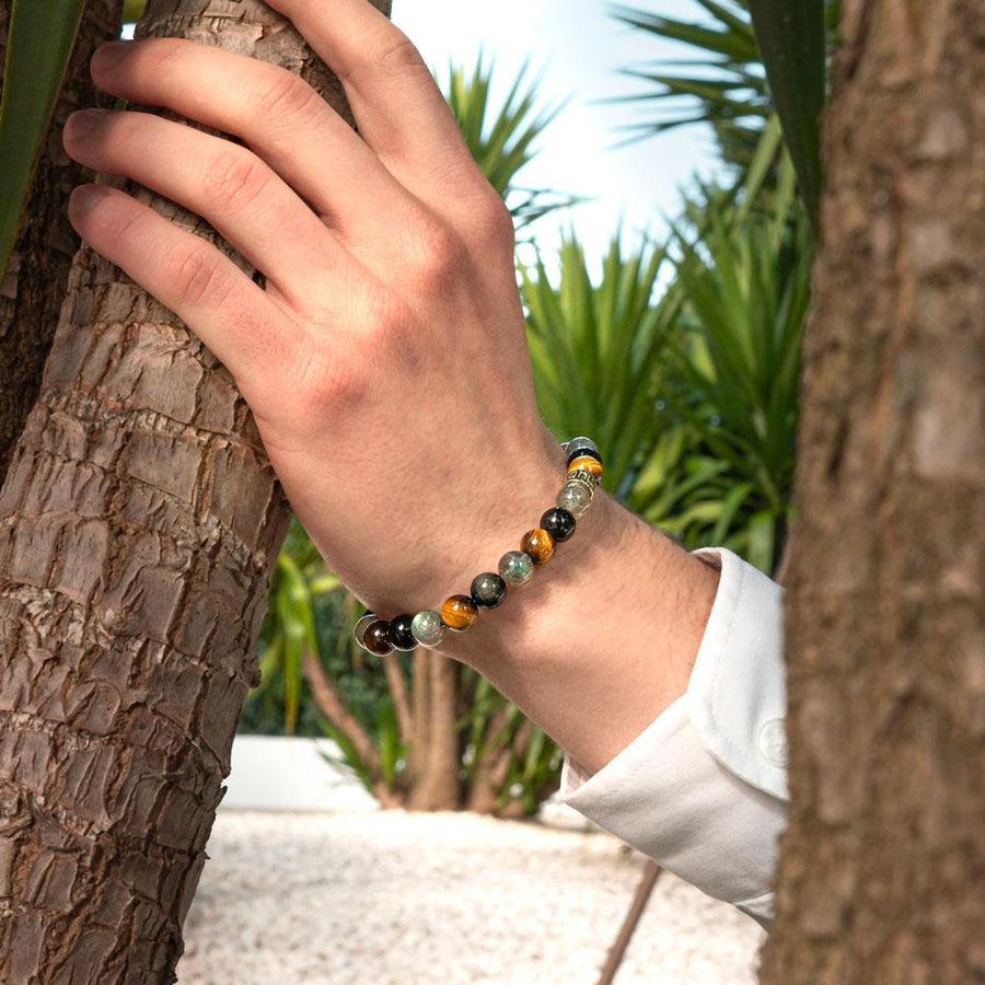 Bracelet de « Protection extrême » en Labradorite, Obsidienne Noire et Oeil de Tigre