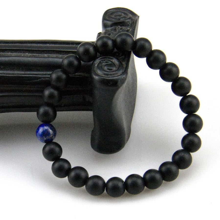 Bracelet en Onyx noir et Lapis Lazuli