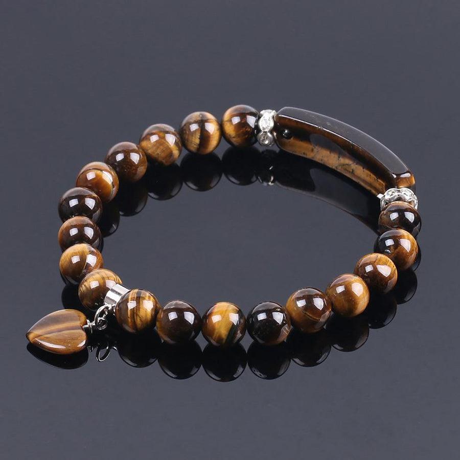 Bracelet Œil de tigre avec pendentif cœur
