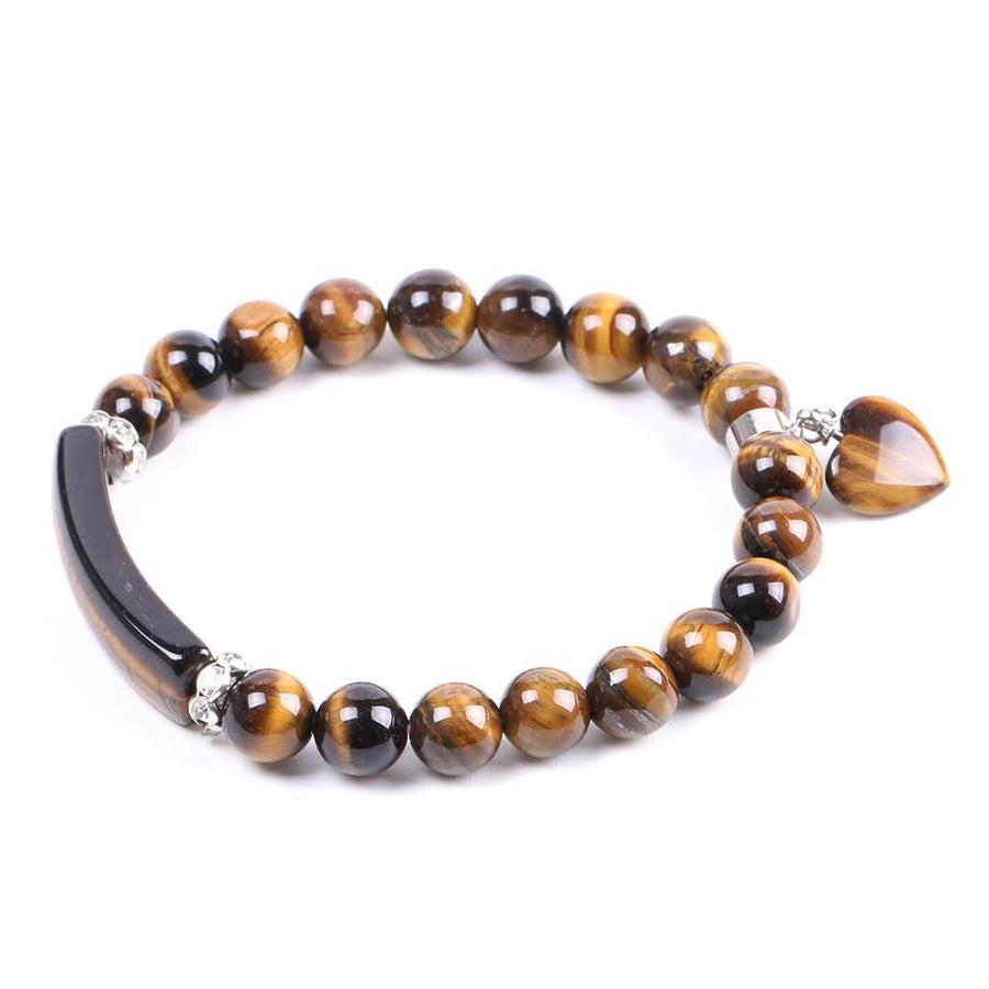 Bracelet Œil de tigre avec pendentif cœur