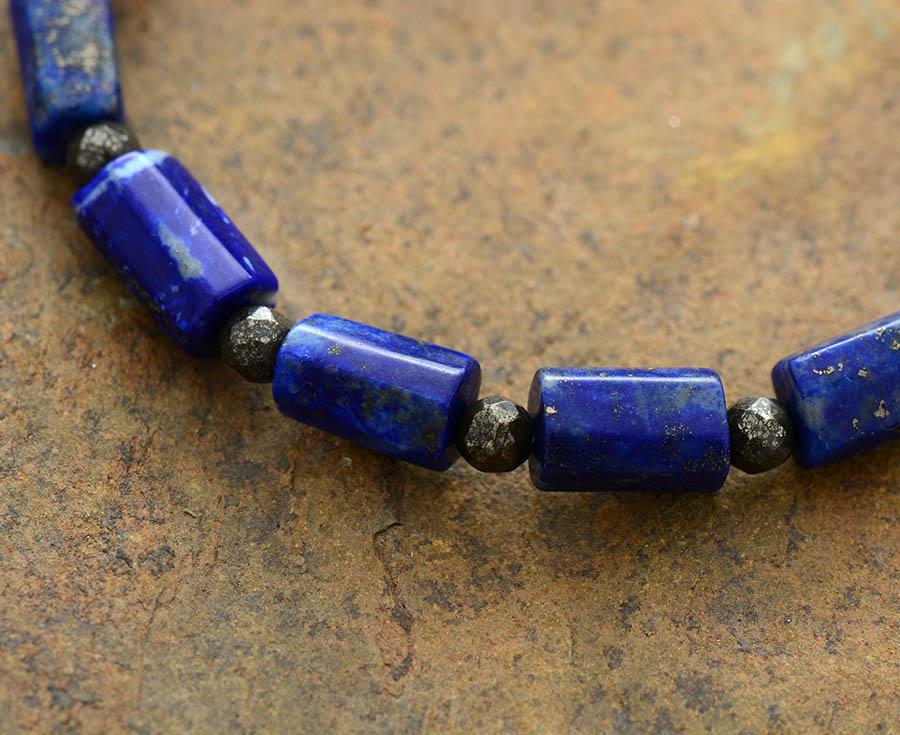 Bracelet perles cylindriques en Lapis Lazuli