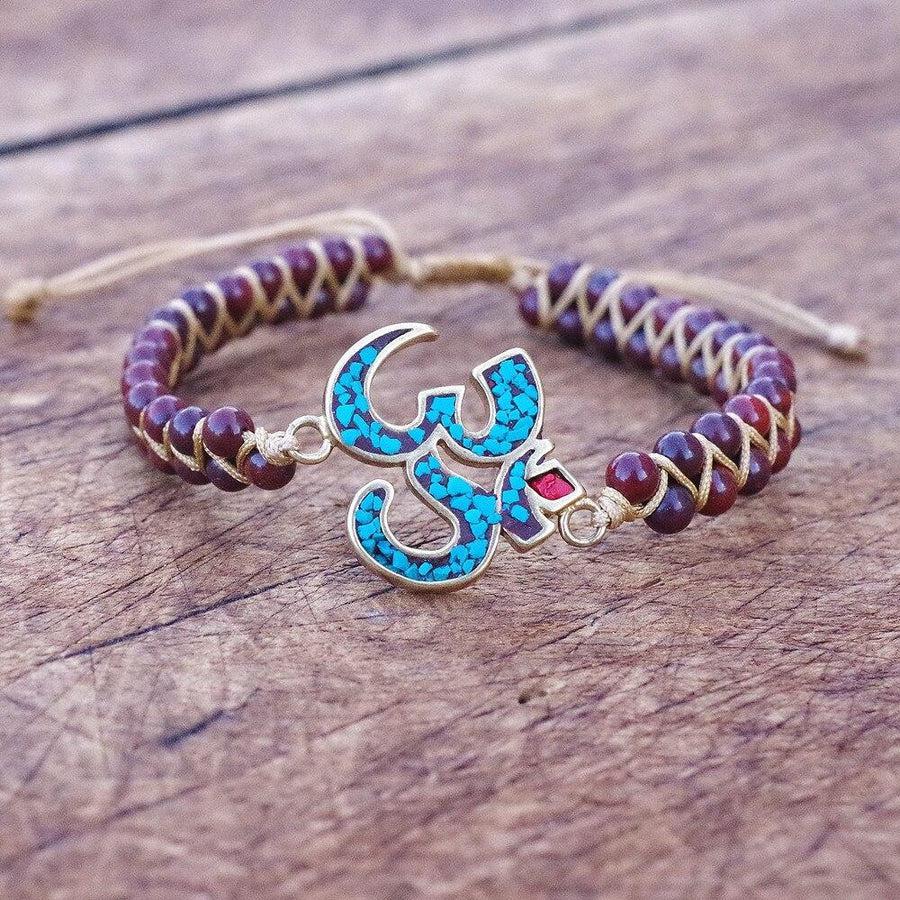 Bracelet Shamballa en Améthyste naturelle et symbole « Om »