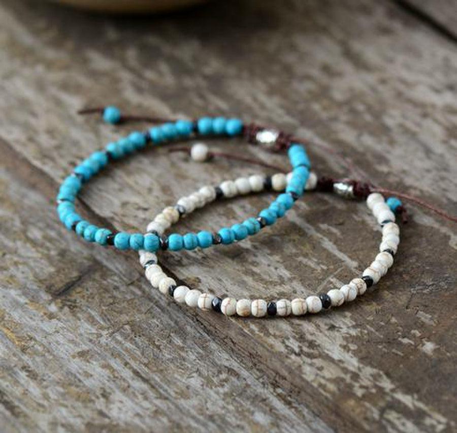 Bracelet Shamballa en Turquoise ou Howlite blanche