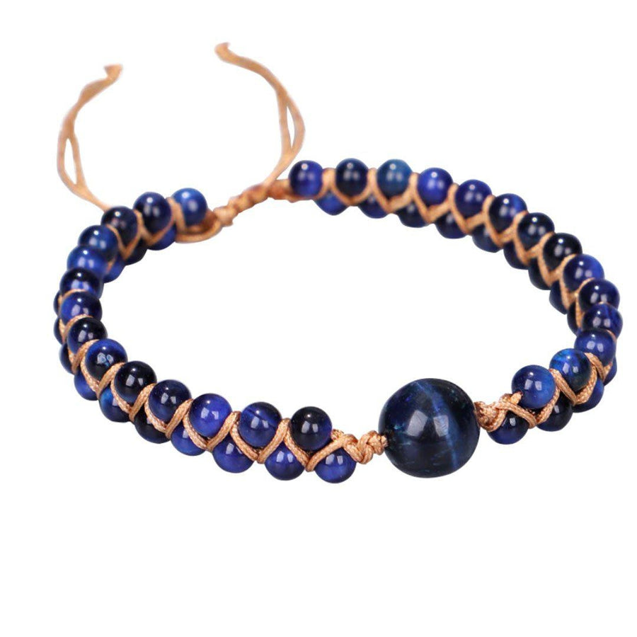 Bracelet Shamballa «Le protecteur» en Œil de tigre bleu