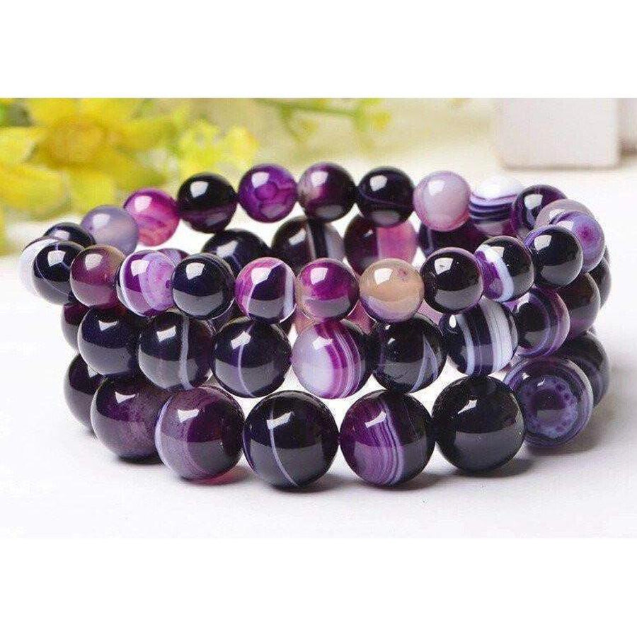 Bracelet «spiritualité» en Agates Violette