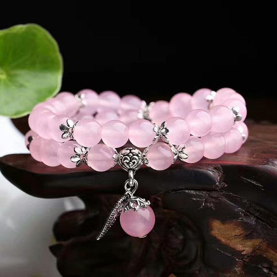 Bracelet «Vitalité et Anti-Stress» en Calcédoine Rose