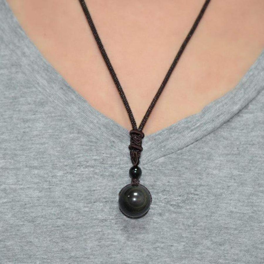 Collier avec pendentif en Obsidienne Oeil Celeste