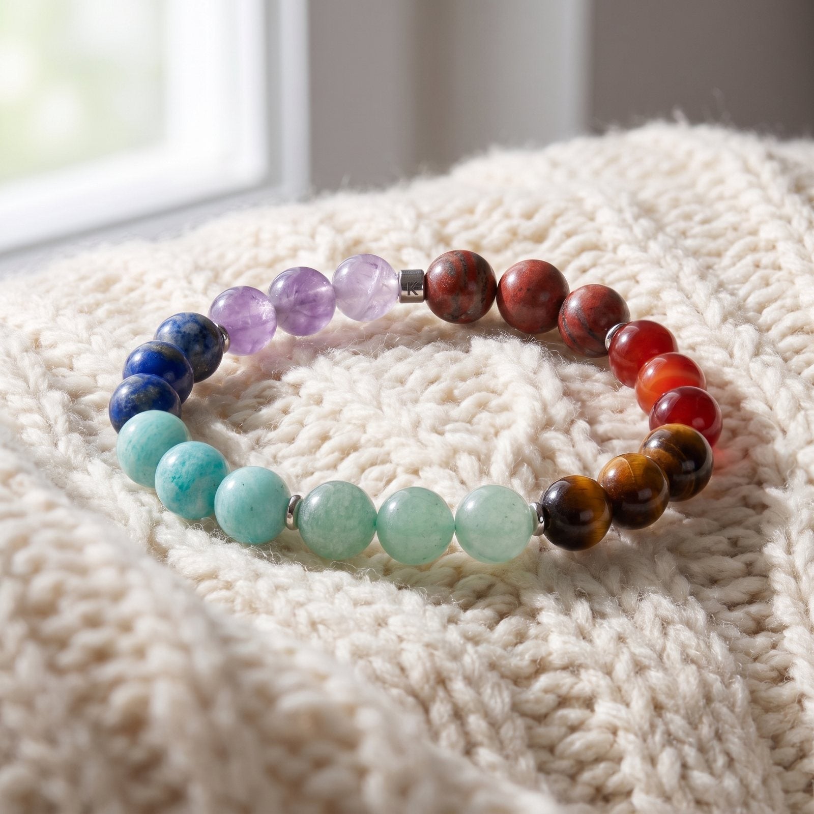 Bracelet "7 Chakras" Triple en Pierres Naturelles
