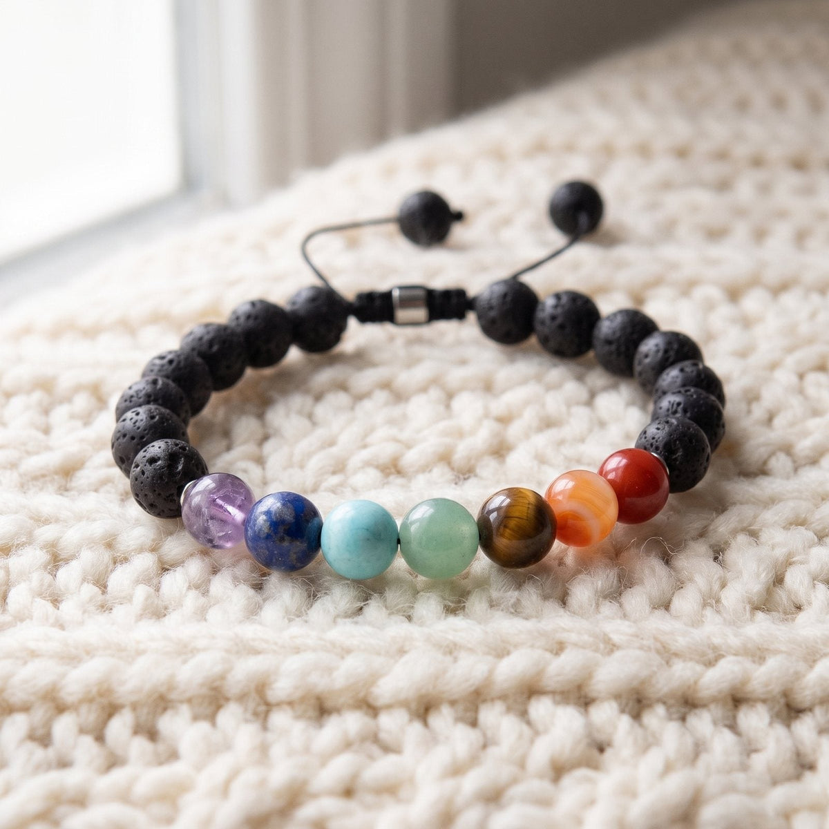 Bracelet en Pierre de Lave "Guérison des 7 chakras"