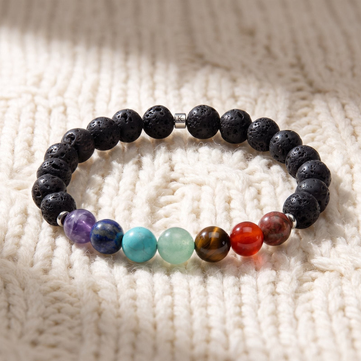 Bracelet en Pierre de Lave "Guérison des 7 chakras"