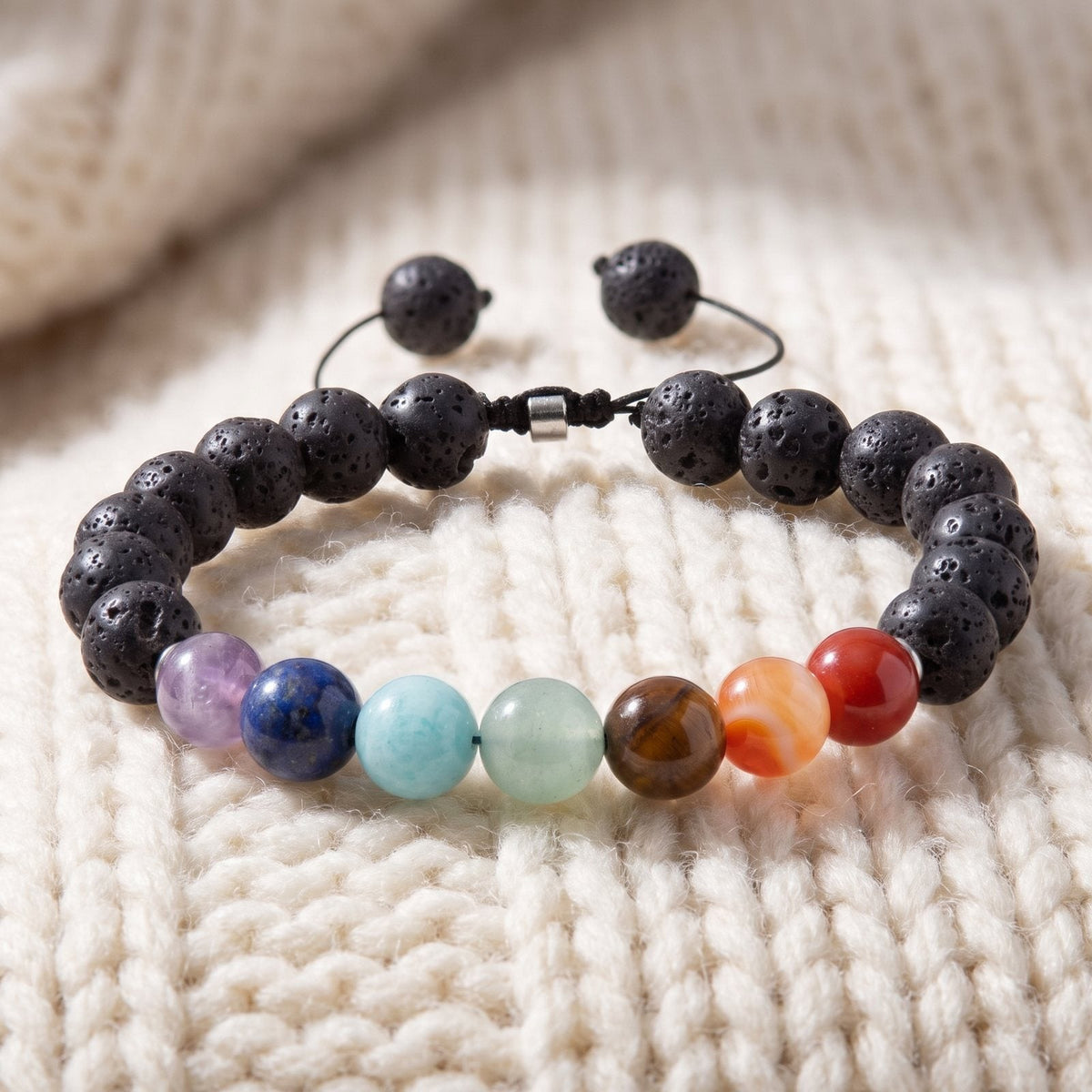 Bracelet en Pierre de Lave "Guérison des 7 chakras"