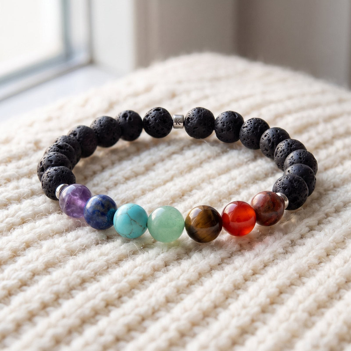 Bracelet en Pierre de Lave "Guérison des 7 chakras"