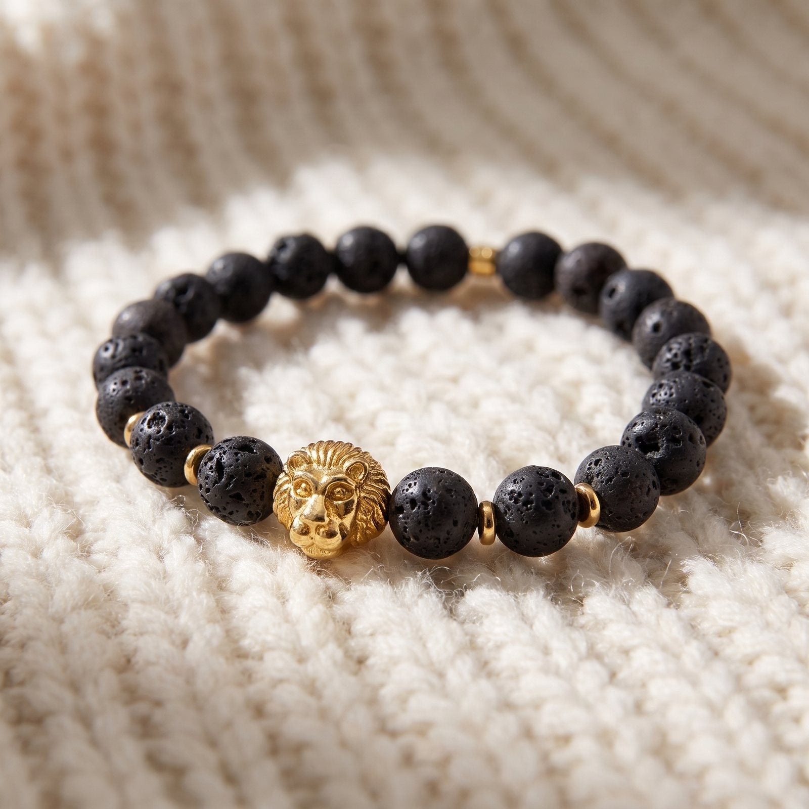 Bracelet en Pierres de Lave "Force & Vigueur du Lion"