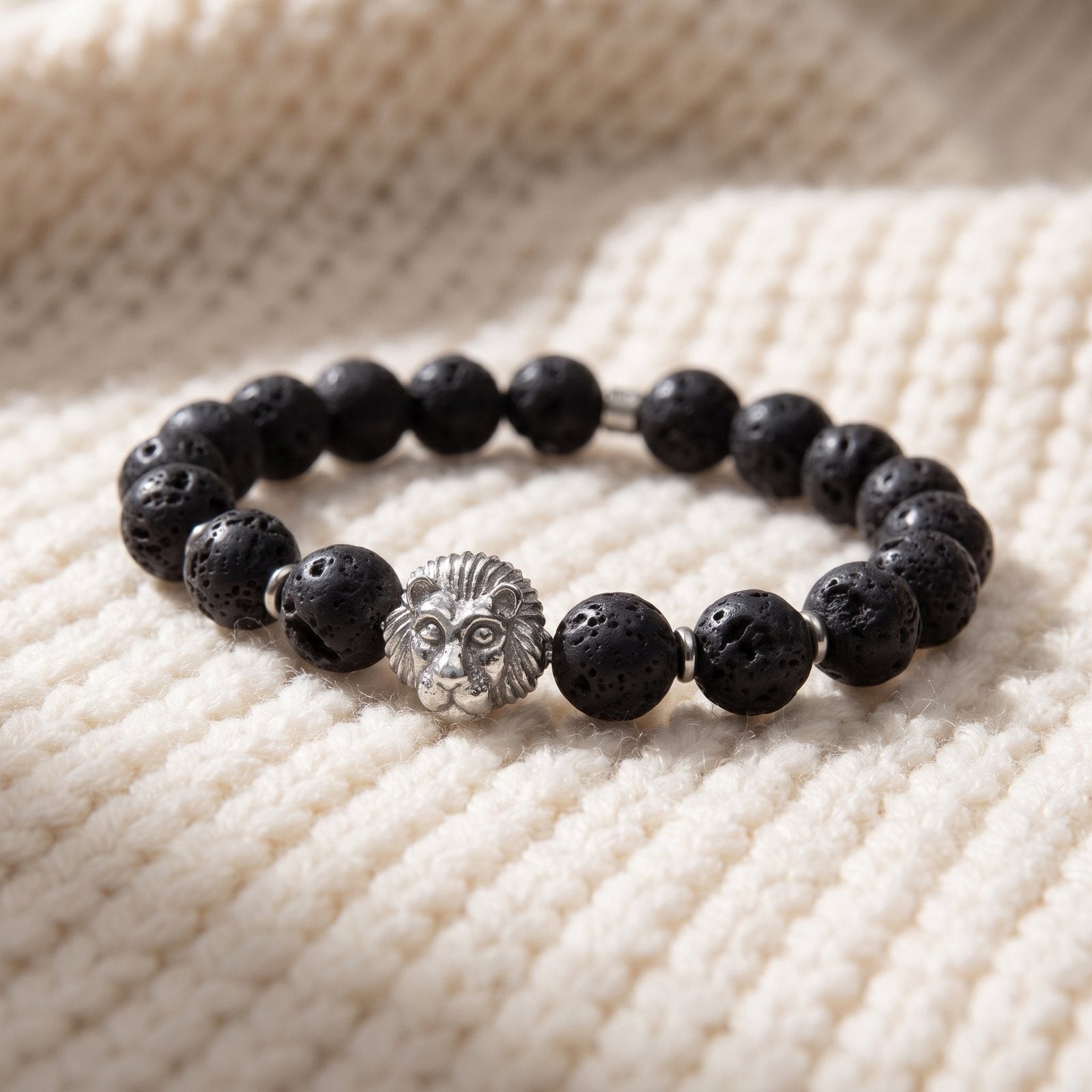 Bracelet en Pierres de Lave "Force & Vigueur du Lion"