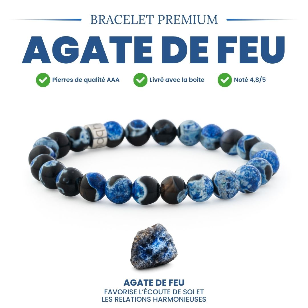 Bracelet « Harmonie » en Agate de Feu Bleue