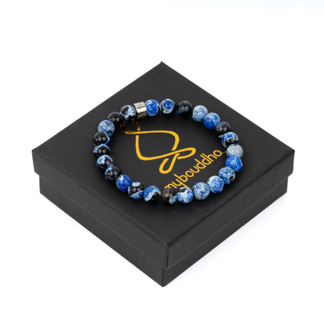 Bracelet « Harmonie » en Agate de Feu Bleue