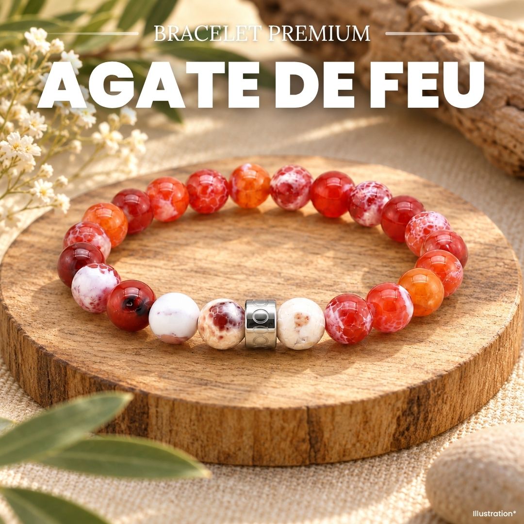 Bracelet « Audace » en Agate de Feu Rouge