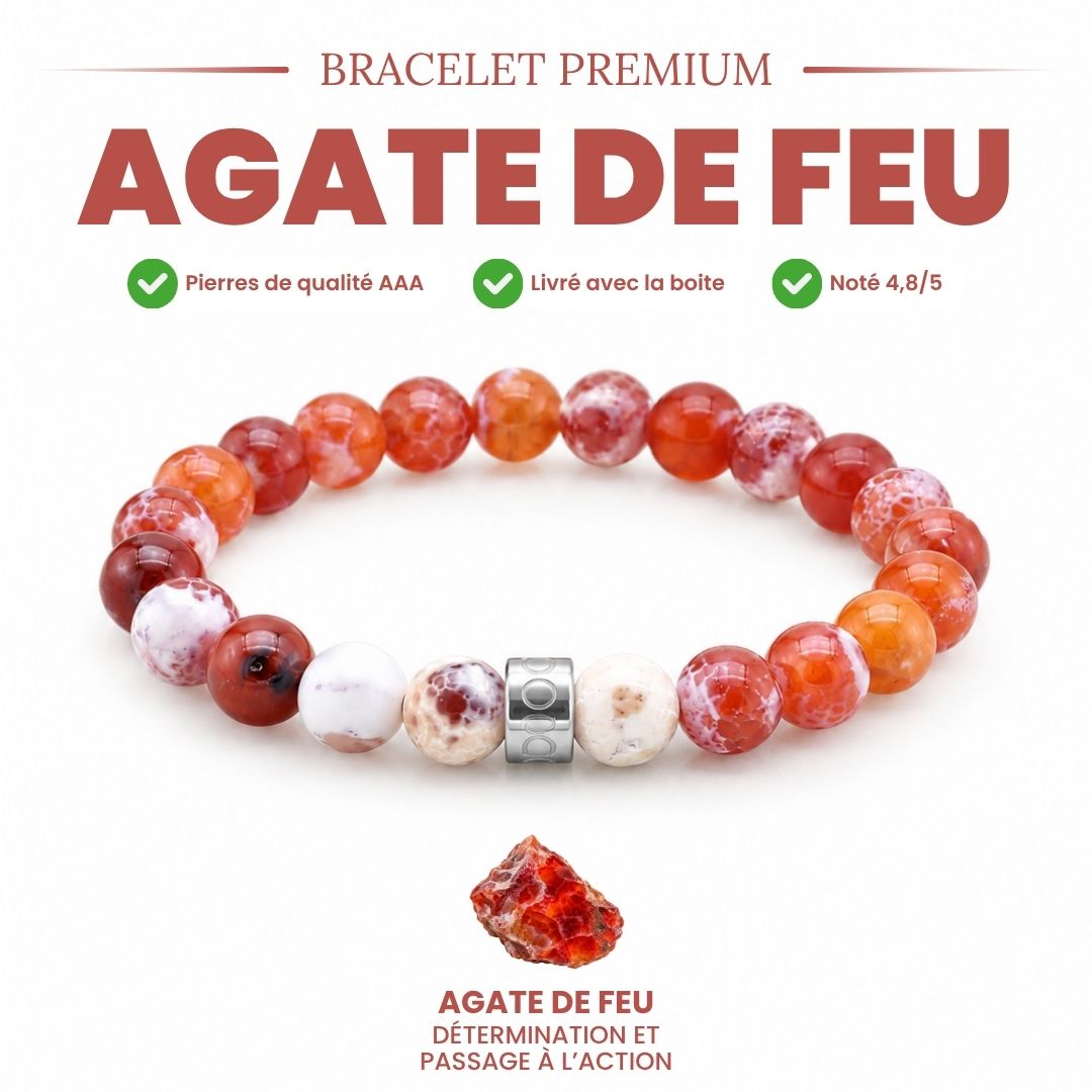 Bracelet « Audace » en Agate de Feu Rouge