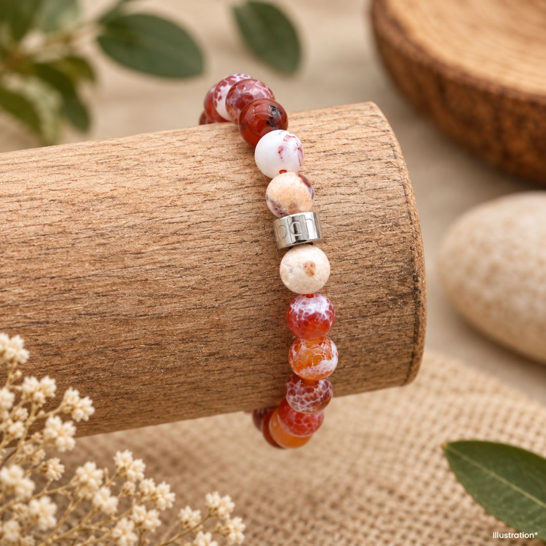 Bracelet « Audace » en Agate de Feu Rouge
