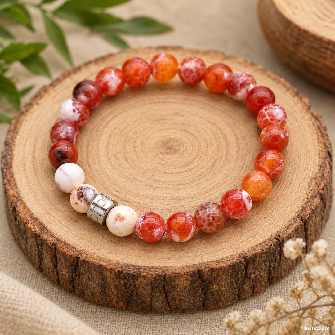Bracelet « Audace » en Agate de Feu Rouge