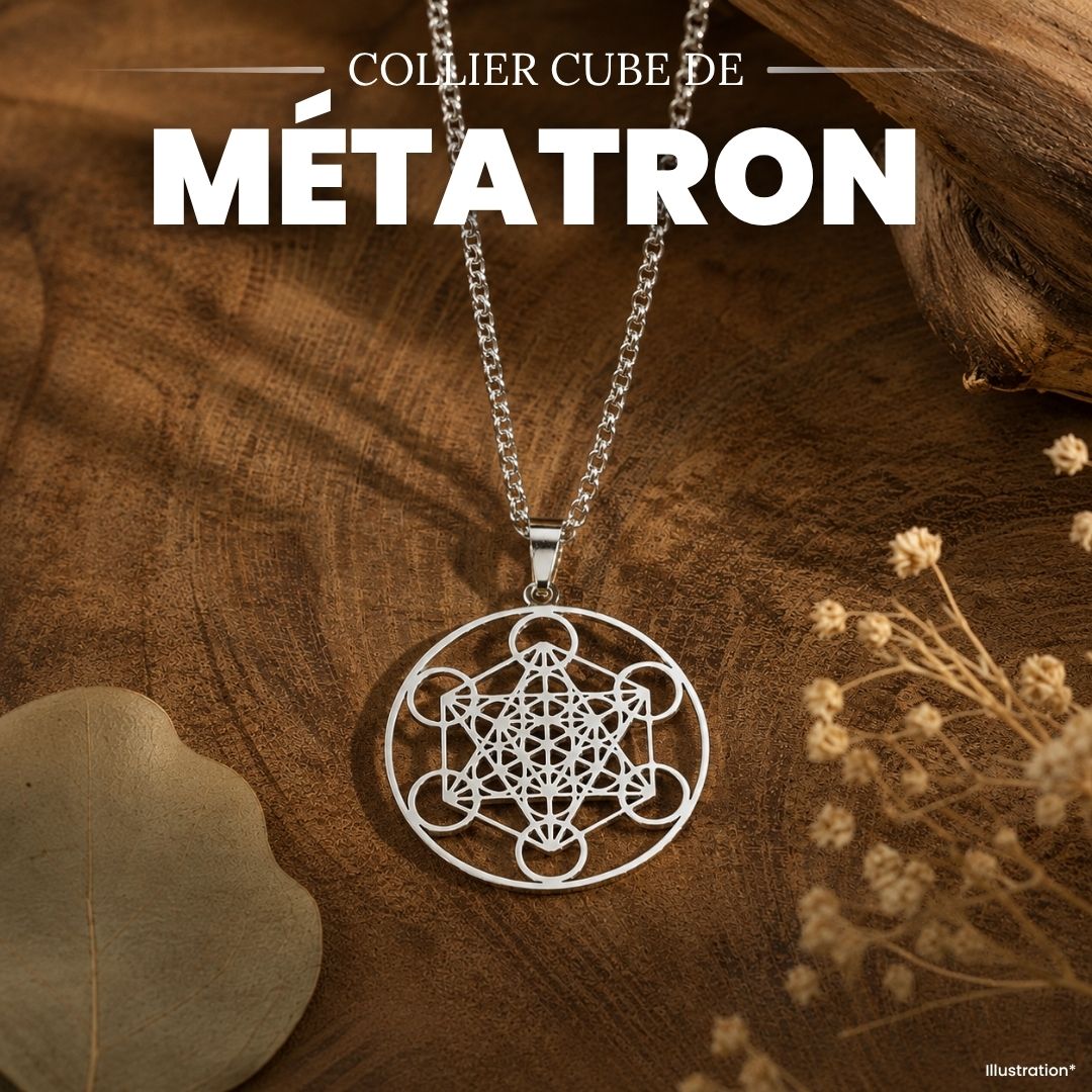 Collier pendentif Cube de Métatron en acier inoxydable