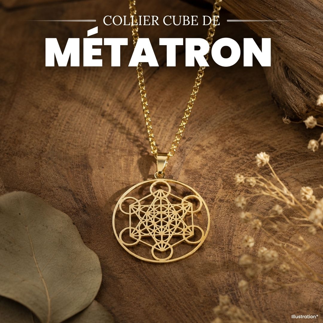 Collier pendentif Cube de Métatron en acier inoxydable