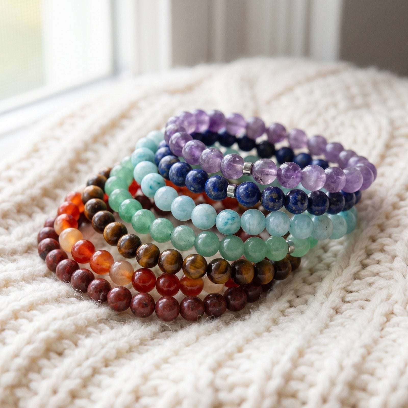 Lot de 7 Mini Bracelets "Energie des 7 Chakras"