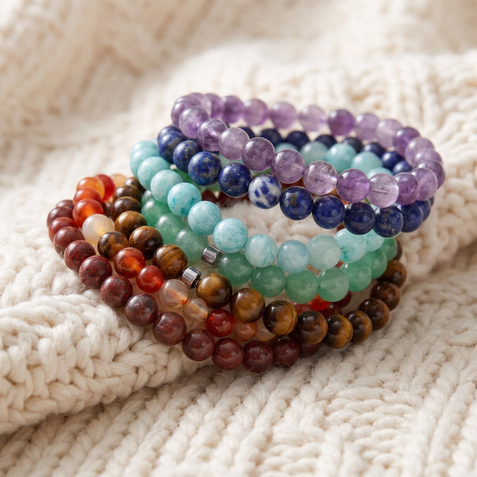 Lot de 7 Mini Bracelets "Energie des 7 Chakras"