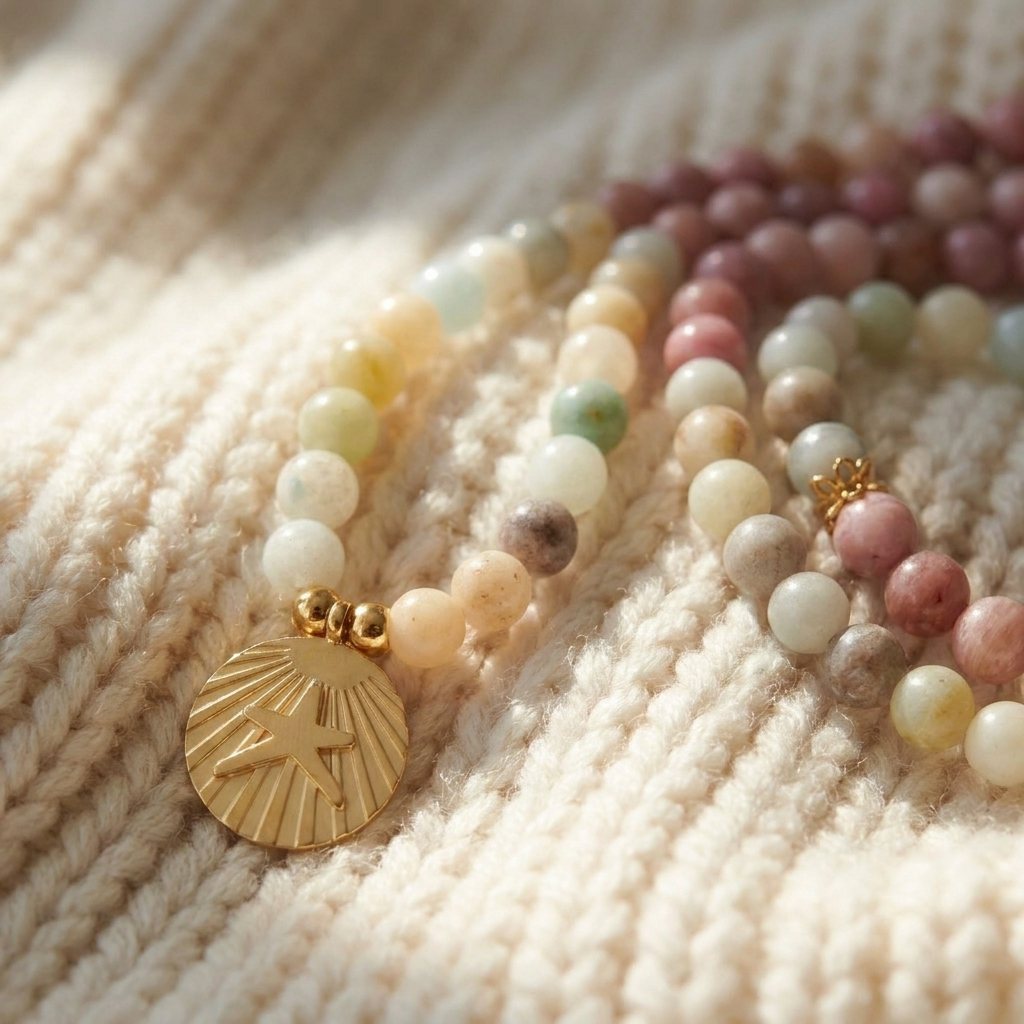 Mala "Océan" en Amazonite & Rhodochrosite