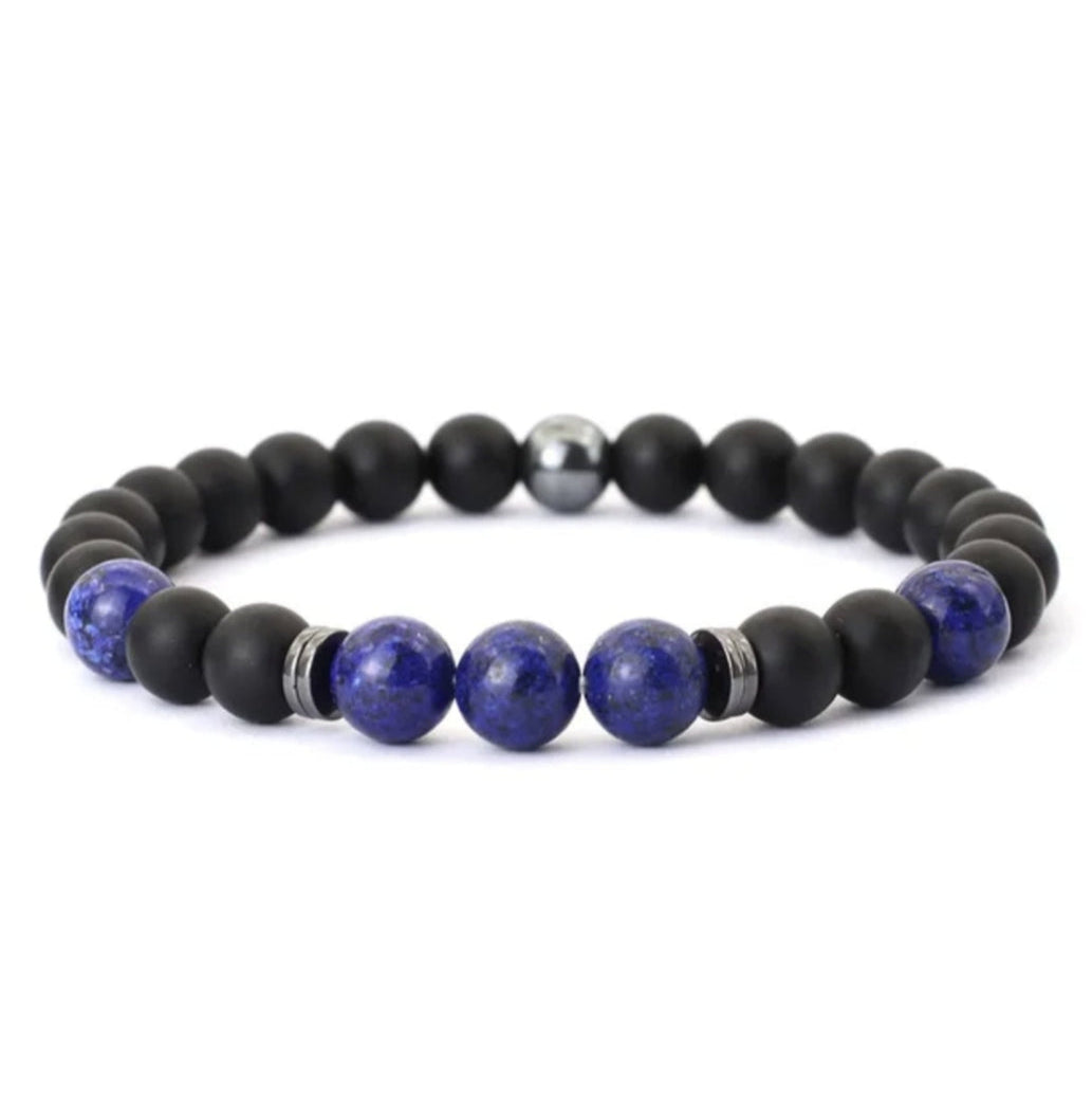 Bracelet en Onyx noir, Lapis Lazuli et Hématite